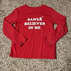 3/$10 Boys Cat & Jack Santa Believes In Me Graphic Long Sleeve Shirt Size S Red
